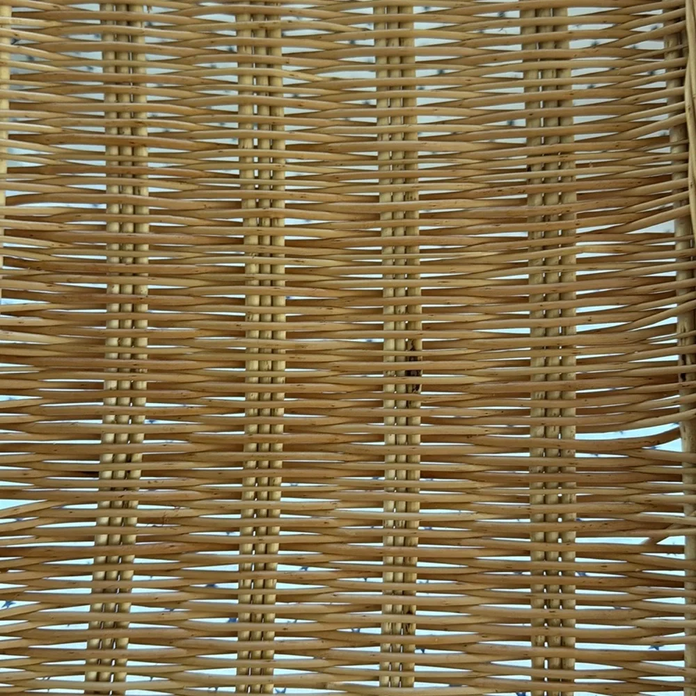 Vintage Wicker Set of 2 Woven Rectangular Baskets / Bread / Fruit Tray Light Tan